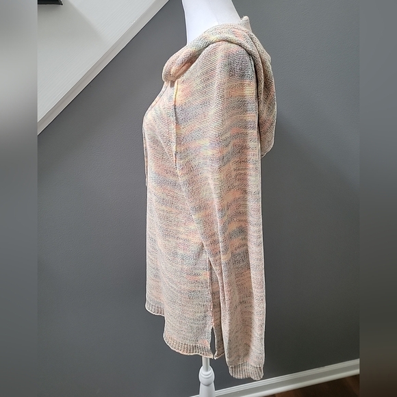 Michael Stars Tegan Space Dye Knit Cotton Hoodie Multicolor Med Comfy - Picture 4 of 7